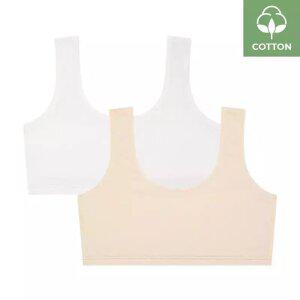 수아팜 [정상가 37800원] 주니어 1단계 코튼 스판 브라 2매 세트_아이보리,스킨