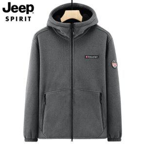 JEEP SPIRIT 남성 가을 겨울 후드 스포츠웨어 아웃도어 따뜻한 캐주얼 플리스 재킷