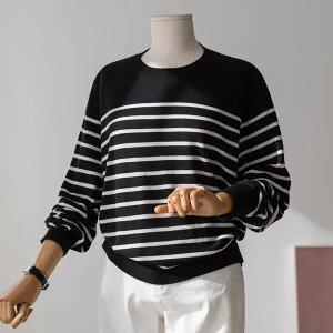 (안나앤플러스) 텐셀 스트라이프 니트[니트CSQ28] 빅사이즈