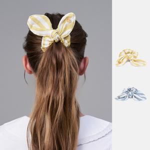 퍼플라벨 이태리 린넨코튼 스트라이프 리본 스크런치 벨레스 (2 colors)