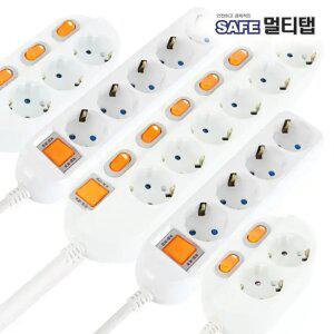 국산 4000W 16A 접지 멀티탭 고용량 개별형 절전형 개별 스위치 멀티 콘센트 2구 3구