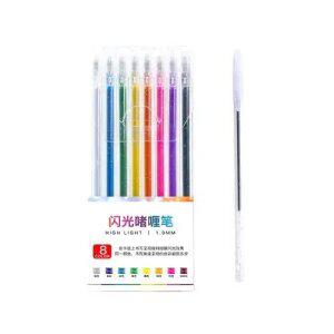 수험생 필기감 좋은 부드러운 반짝이 글리터 젤펜 8종 글리터 젤펜 세트 반짝이 컬러펜