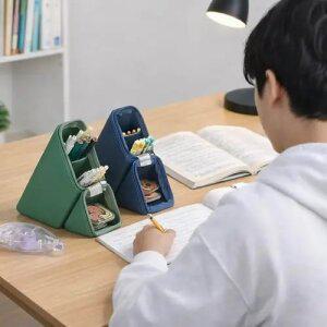 학생 사무용 데일리 필기구 스탠드형 펜슬케이스 위생적인 실리콘 소재 사선지퍼 필통