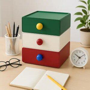 데스크테리어 사무실 책상 위 소품 다용도 수납 정리함 팝도트 미니 서랍 3p세트 책상