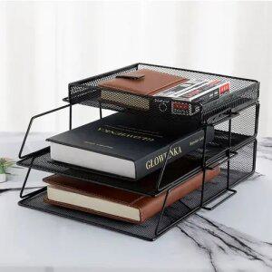 데스크테리어 사무실 책상 위 소품 다용도 수납 정리함 3단 철제 책상 정리함 오픈형