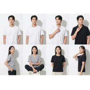 [남여공용 면 티셔츠] 라운드 3종/브이넥 3종/카라넥 2종 중 택1