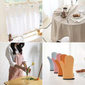 홈파티 인기 주방패브릭 모음전 주방 식탁보 장갑 바란스 앞치마