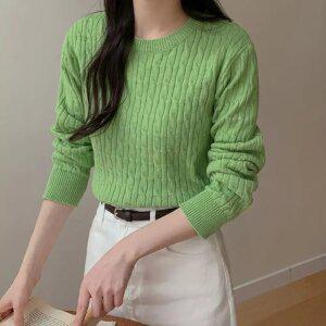 봄날엔 심플 꽈배기니트(라운드/브이넥)