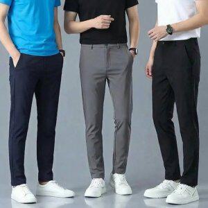 슬림핏 스판 남자 슬랙스 빅사이즈 여름 쿨링 아이스바지 밴딩 정장바지