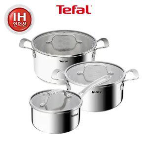 [테팔]인덕션 SS 퍼펙트 레지스트 냄비 3종(편수16+양수20+양수24)