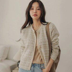 골드트위드 울가디건