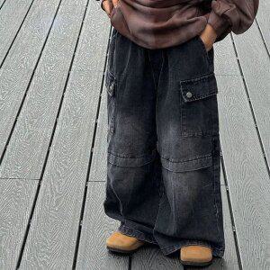 워싱 블랙 데님바지