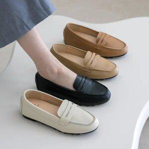 [분홍코끼리](가죽천재) 심쿵 심플 가죽로퍼(3cm)