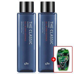 (면도기 덤!)C2Y 더 클래식 옴므 올인원 에센스 로션 250ml 2개 남성화장품 스킨 에센