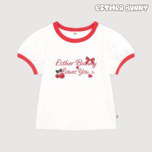 [에스더버니리틀] 체리리본배색퍼프티셔츠