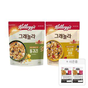 켈로그 통귀리그래놀라 500g, 1개+고소한큐브 현미 그래놀라 500g, 1개+증정(프로틴 그