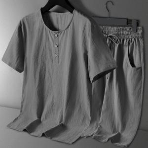 여름 남성 린넨 개량 한복 세트 스타일리쉬 상의 하의 홈웨어 절복 법복