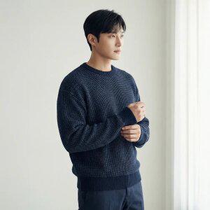 [PAT 남성] 투톤 솔리드 라운드넥 니트_1K13301