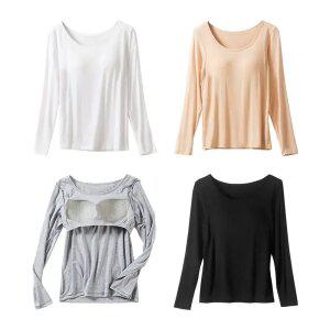 일체형 모달 브라캡 긴팔 티셔츠 브라탑 레이어드