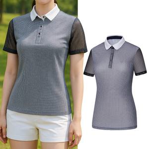 콜핑 여성 하이쿨 전체 메쉬 배색 등산 반팔 카라 티셔츠 2142TK844W