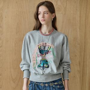 [MAXZA] 크라운 아플리케 자수 맨투맨 티셔츠