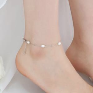 담수진주 / 여름 바캉스룩 원피스 패션 레이어드 써지컬스틸 체인 발찌