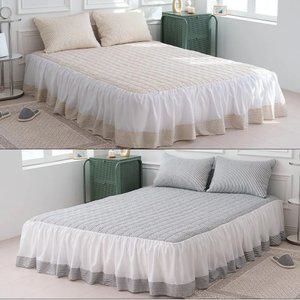 엣지 누빔 프릴 스커트 침대 매트리스 커버 SS Q K