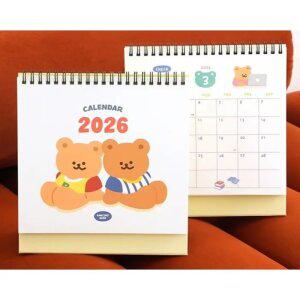 J2K 2026 일러스트 달력 탁상형 캘린더 베어 곰돌이