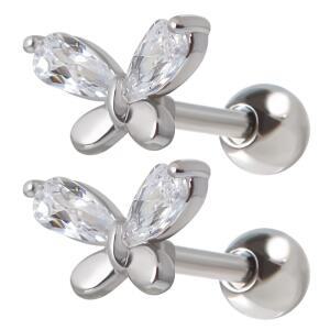 버터플라이 데일리 베이직 써지컬스틸 귓바퀴 피어싱 1+1