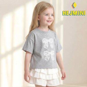 [헤이미니] 트윈레이스리본반팔티셔츠