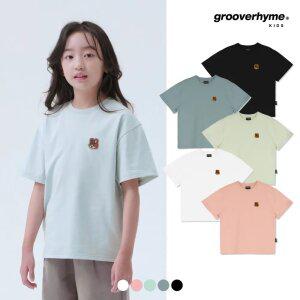 [그루부라임키즈]유니) 30S/2P 싱글 덤비베어 와펜 반팔티 (세미오버핏)(5COLOR) (LIA