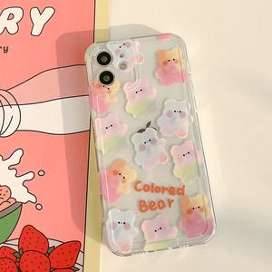최신 귀여운 아이폰 케이스 알록달록 곰돌이 투명 TPU / 곰인형 핸드폰 아이폰 11 12