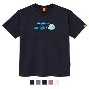 [엘라모] 패밀리돌핀 반팔 티셔츠 남녀공용 빅사이즈 S~4XL