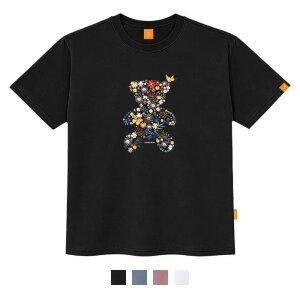 [엘라모] 플라워베어 반팔 티셔츠 남녀공용 빅사이즈 S~4XL