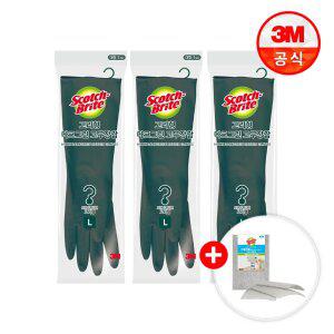 [최종 8,730원] 3M 고리형 다크그린 고무장갑 소/중/대 (택1)x3개+버블버블 수세미 3입