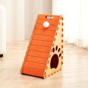 메일켓 고양이 숨숨 펠트 스크래쳐 하우스 오렌지, M(중형)