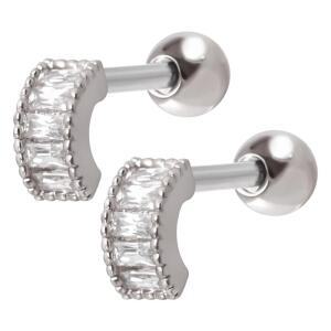 바게트컷 데일리 베이직 써지컬스틸 귓바퀴 피어싱 1+1