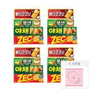 롯데웰푸드 비스킷 기획세트, 277g, 4개 + 증정 (잔망루피 미니수건,1개)