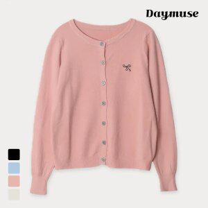 (N) 미쉘 리본 가디건 라운드넥 긴팔 니트