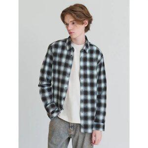 [로가디스] [로가디스] [ALBIATE] 기모 옴브레 미디엄 체크 셔츠  스카이 블루 (RY486