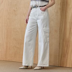 [MAXZA] 사이드 포켓 카고 와이드 데님 팬츠