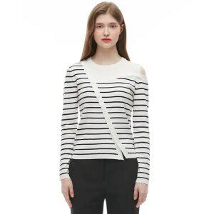 사선단추 니트 풀오버 PQ1KL231