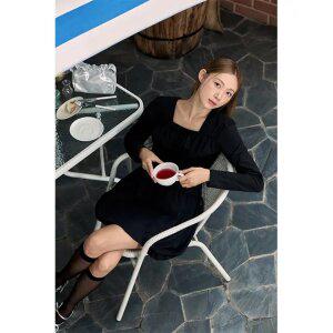 스퀘어넥 셔링 리본 블라우스 PQ3WB885