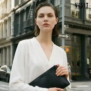 브이넥 셔링 블라우스 (VC2LSE1)