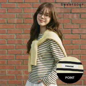 라벨 포인트 스트라이프 루즈핏 티셔츠 (WC3LTF3)