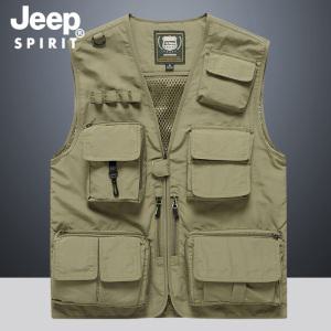 JEEP SPIRIT 남성조끼 여름 망사 멀티포켓 빅사이즈 작업조끼 S-7XL