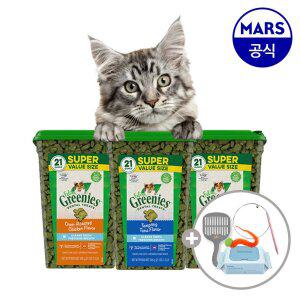 필라인 그리니즈 대용량팩 595g+모래삽+고양이낚시대+베베숲물티슈