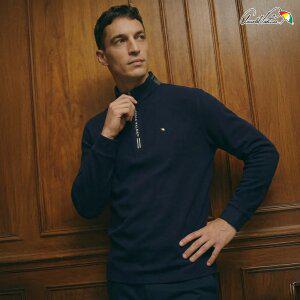 [아놀드파마] 프리미엄 기모 넥 스트라이프 하프집업 티셔츠