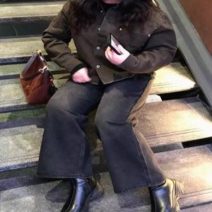 블랙틴 데님 팬츠 빅사이즈 데님 사계절 바지 여성 빅사이즈