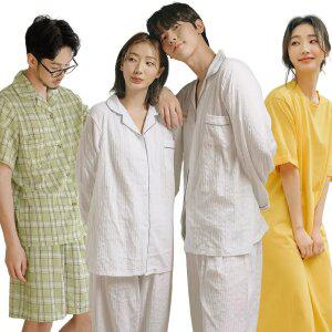 [10%] 파란 봄맞이 커플 잠옷세트/수면바지/파자마/홈웨어/실내복/반팔/긴팔/원피스